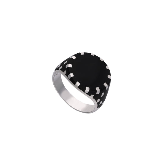 Men’s Round Onyx Silver Ring