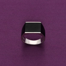  Men’s Rectangle Onyx Silver Ring