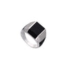 Men’s Rectangle Zircon Studded Onyx Silver Ring