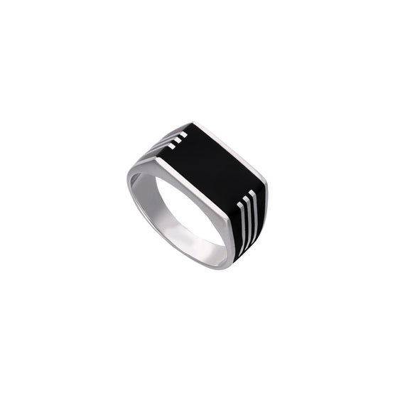 Men’s Stylish Rectangle Onyx Silver Ring