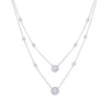 Round Cut Double Layered Silver Chain Necklace