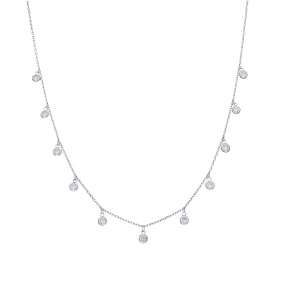 Dancing Zircon Beads Casual Silver Necklace