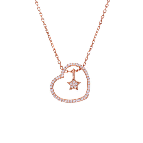 A Star Spangled Silver Chain Heart Necklace