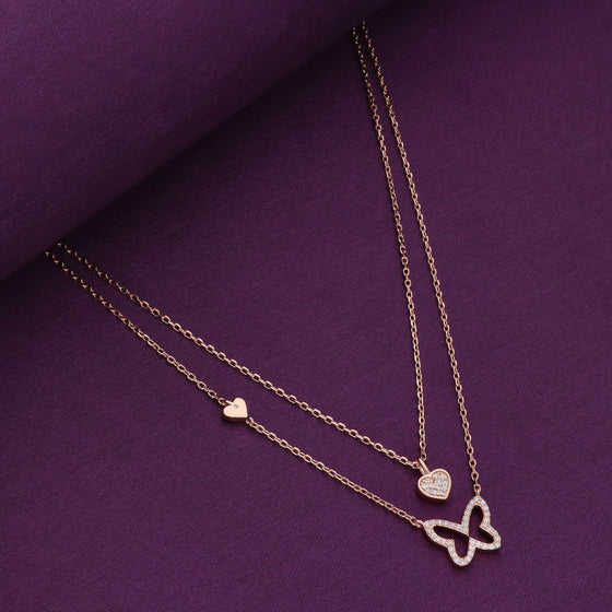 A Flutter of Hearts Silver Chain Necklace