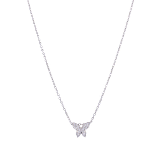 Zircon Studded Butterfly Casual Silver Necklace