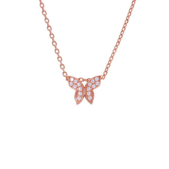 Zircon Studded Butterfly Casual Silver Necklace