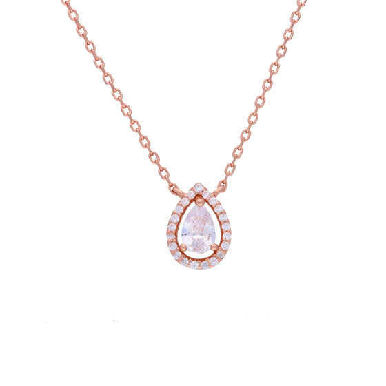 Minimal Crystal Drop Casual Silver Necklace