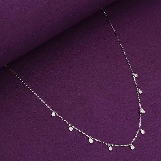 Dancing Beaded Zirconia Casual Silver Necklace