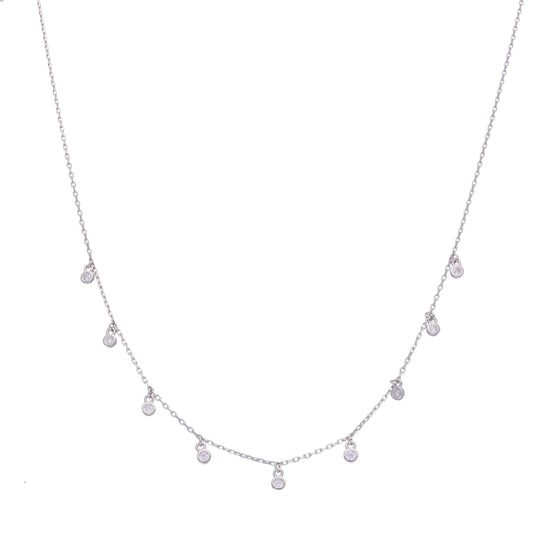 Dancing Beaded Zirconia Casual Silver Necklace