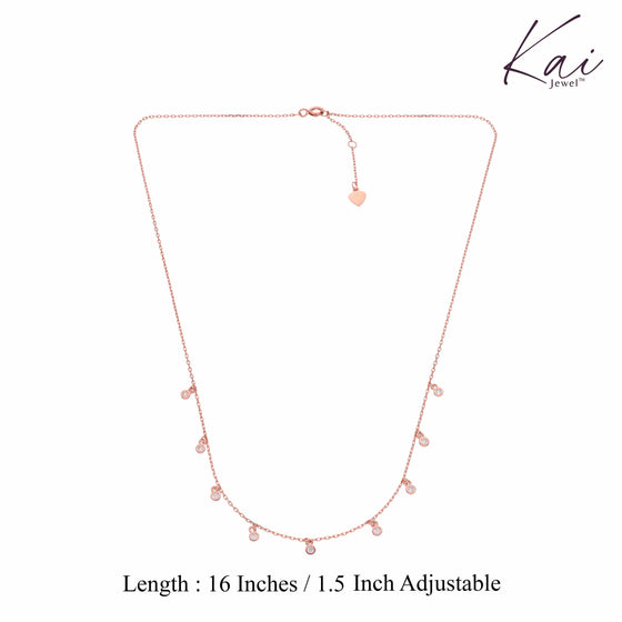 Dancing Beaded Zirconia Casual Silver Necklace