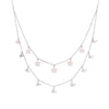 String of Flowers & Butterflies Double Layered Silver Chain Necklace