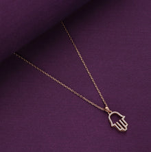  Zircon Single Hamsa Hand Casual Rose Gold Necklace