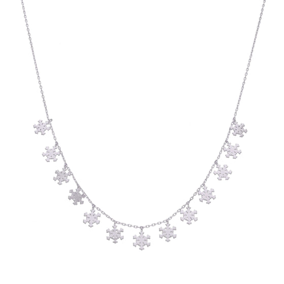 Strand of Snowflakes Casual Silver Necklace