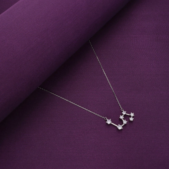 Minimalistic Zodiac Zirconia Casual Silver Necklace