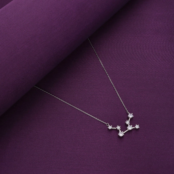 Minimalistic Zodiac Zirconia Casual Silver Necklace