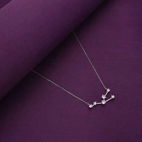 Minimalistic Zodiac Zirconia Casual Silver Necklace