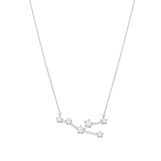 Minimalistic Zodiac Zirconia Casual Silver Necklace