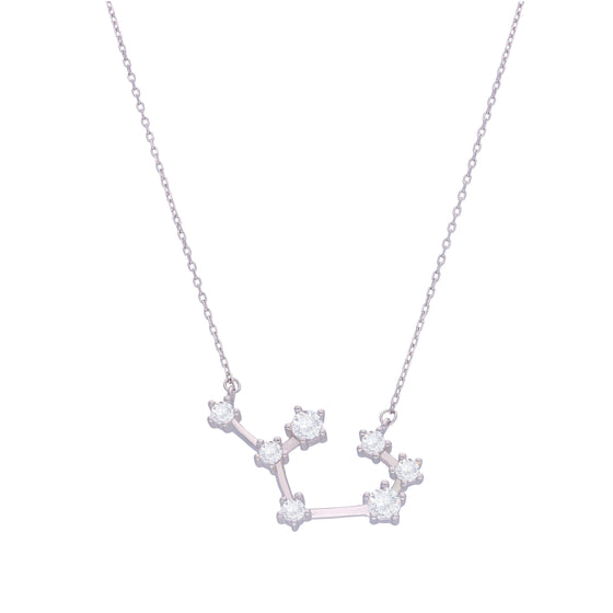 Minimalistic Zodiac Zirconia Casual Silver Necklace