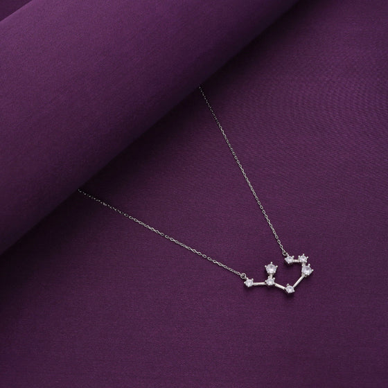 Minimalistic Zodiac Zirconia Casual Silver Necklace