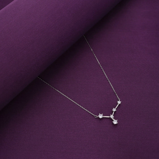 Minimalistic Zodiac Zirconia Casual Silver Necklace