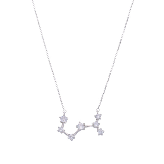 Minimalistic Zodiac Zirconia Casual Silver Necklace