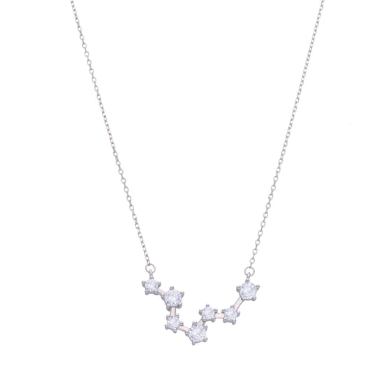 Minimalistic Zodiac Zirconia Casual Silver Necklace