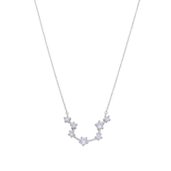 Minimalistic Zodiac Zirconia Casual Silver Necklace