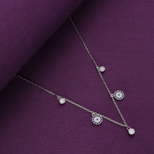  Round Evil Eye & Diamond Charms Silver Chain Necklace
