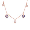 Round Evil Eye & Diamond Charms Silver Chain Necklace