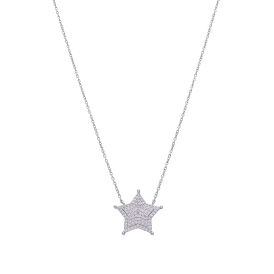 Shining Zircon Star Casual Silver Necklace