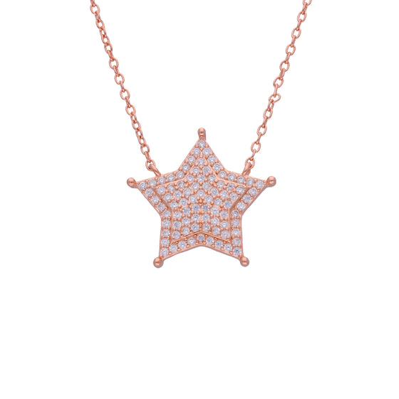 Shining Zircon Star Casual Silver Necklace
