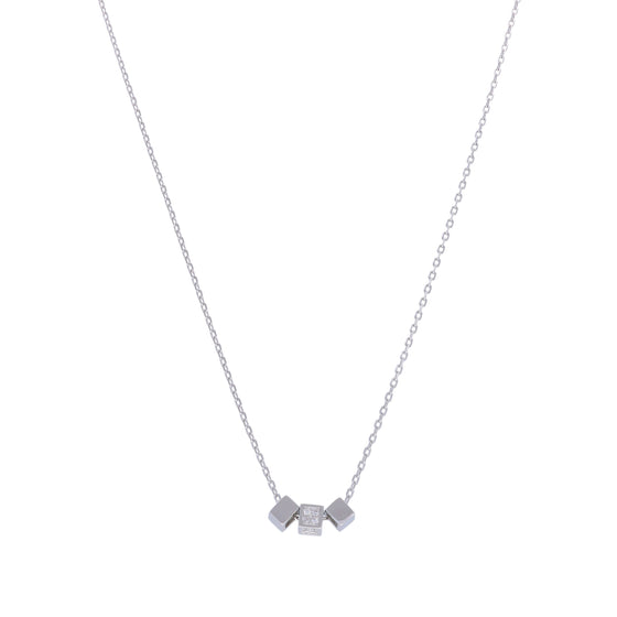 Tri Cube Casual Silver Chain Necklace