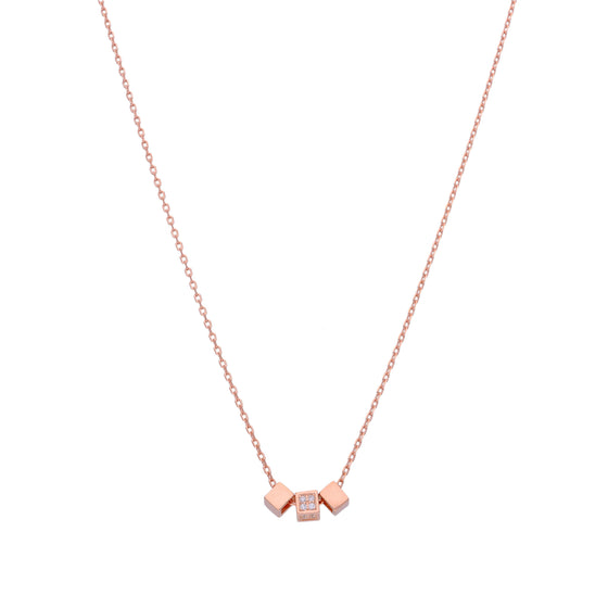 Tri Cube Casual Silver Chain Necklace