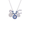 Multi Charms Evil Eye Silver Chain Necklace