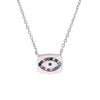 Multi Stone Single Evil Eye Silver Chain Necklace