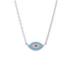 Single Evil Eye Blue & White Diamonds Silver Chain Necklace