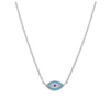 Single Evil Eye Blue & White Diamonds Silver Chain Necklace