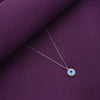 Circular Diamond Studded Ring Evil Eye Silver Chain Necklace