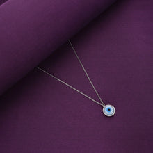  Circular Diamond Studded Ring Evil Eye Silver Chain Necklace