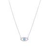 Minimalistic Single Evil Eye Studded Silver Chain Necklace