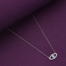 Minimalistic Single Evil Eye Studded Silver Chain Necklace
