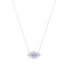 Stylish Diamond Studded Evil Eye Silver Chain Necklace