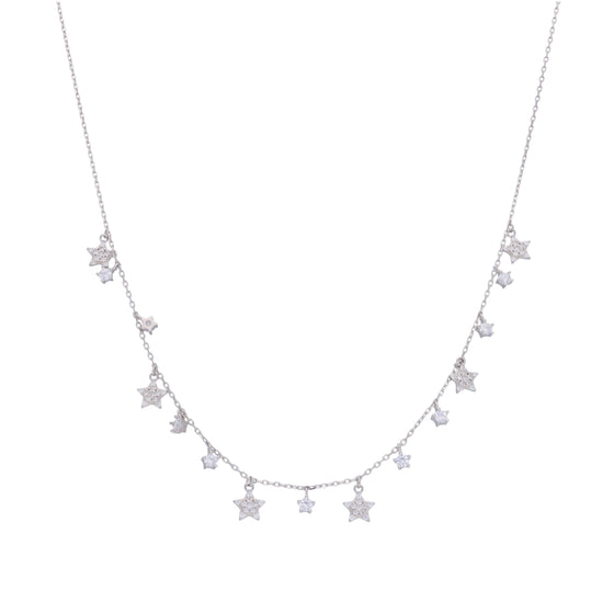 Strand of Stars Zircon Casual Silver Necklace