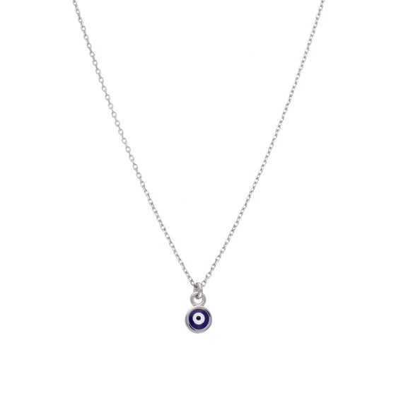 Simple Evil Eye Silver Chain Necklace