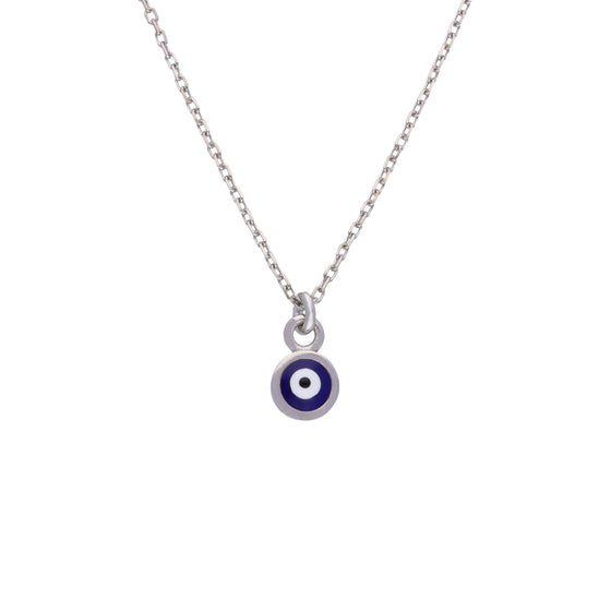 Simple Evil Eye Silver Chain Necklace