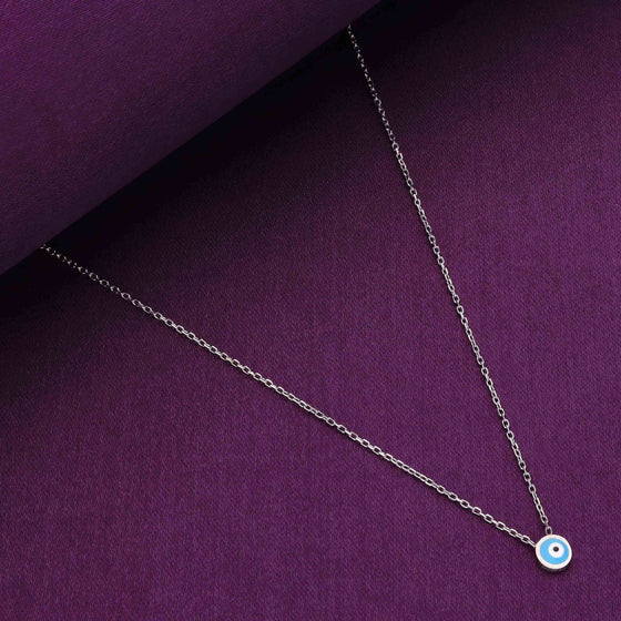 Simple Evil Eye Silver Chain Necklace