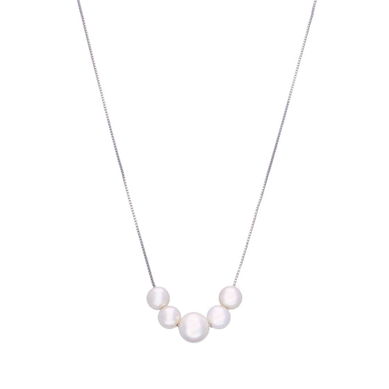 String of Pearls Silver Chain Necklace