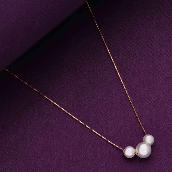 Trilogy of Pearls Silver Chain Necklace