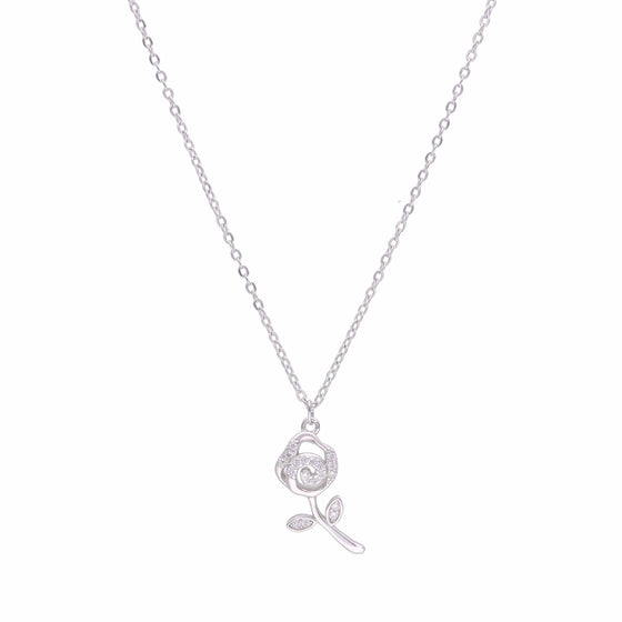 A Rosy Radiance of Love Casual Silver Chain Necklace