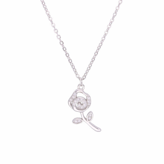 A Rosy Radiance of Love Casual Silver Chain Necklace